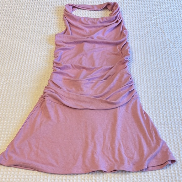 NEW! Free People XS Good Feels Lavender Cowl Neck Halter Backless Mini Dress - Picture 4 of 14